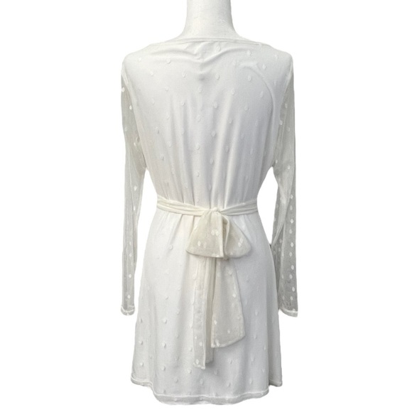 Lovers + Friends Ivory Mesh Dot Overlay Long Sleeve Dress - Size XL - Picture 8 of 13